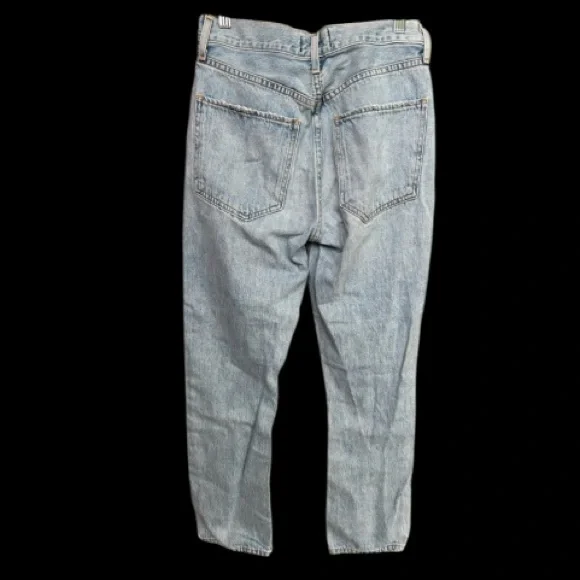 Agolde Riley High Rise Straight Crop Light Wash Ripped Jeans Size 25 - Picture 6 of 9